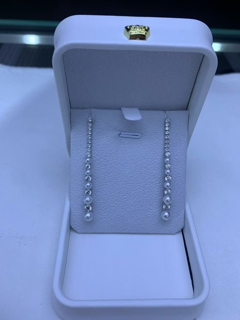 Shining Zirconia Pearl Long Line Earrings
